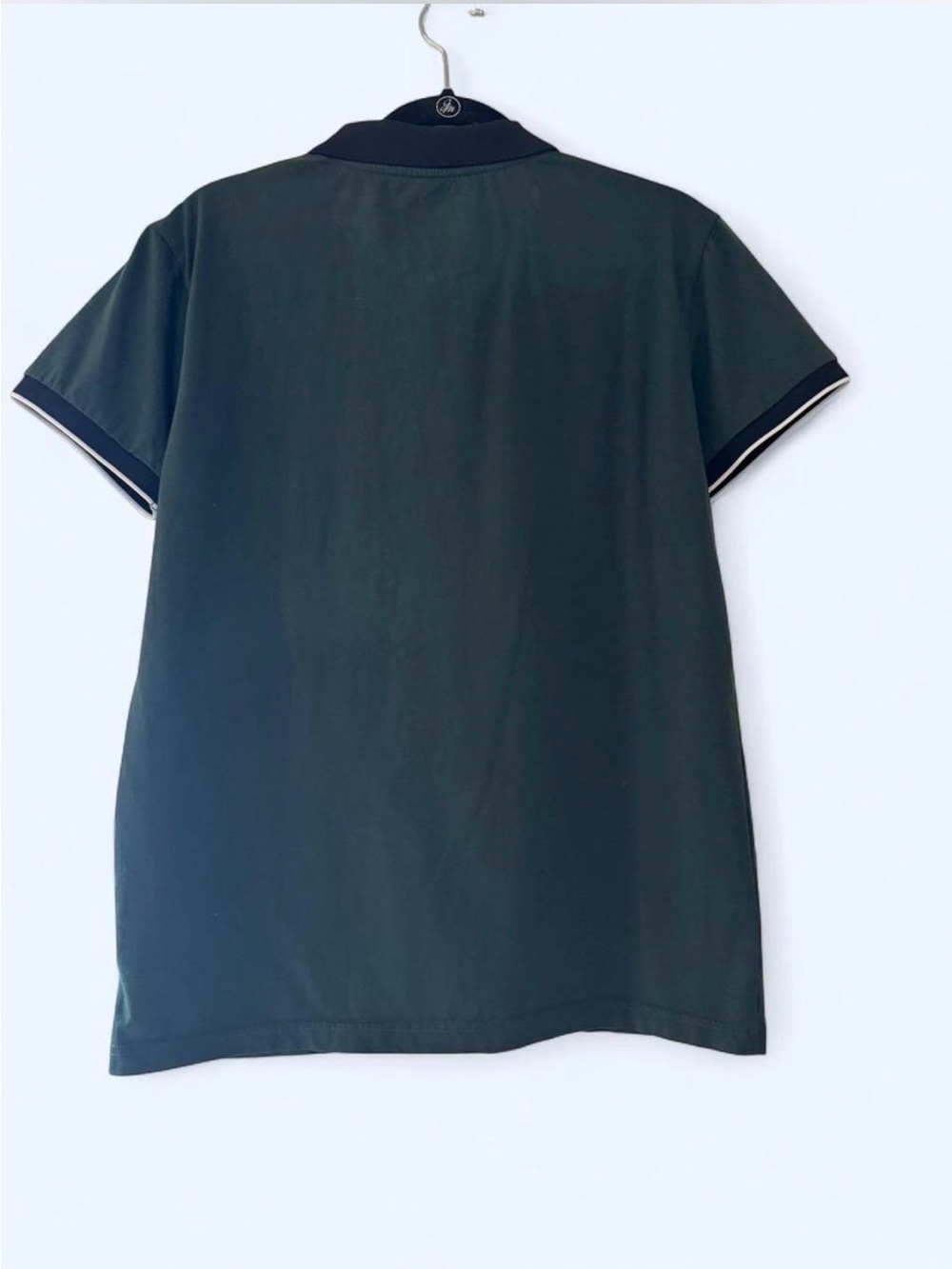 Nick Danger Men's Olive Green Polo Shirt with Black Trim - Picture 3 of 7